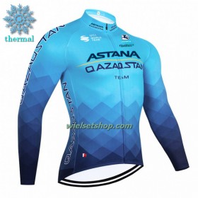 Wielershirt 2023 Astana Qazaqstan Winter Thermal Fleece - Blauw